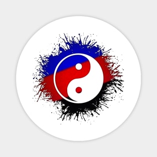 Paint Splatter Polyamory Pride Flag Yin and Yang Symbol Magnet